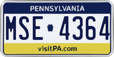 PA license plate MSE4364