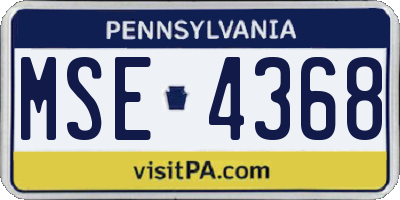 PA license plate MSE4368