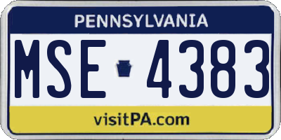 PA license plate MSE4383