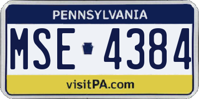 PA license plate MSE4384