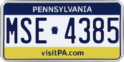 PA license plate MSE4385