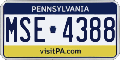 PA license plate MSE4388