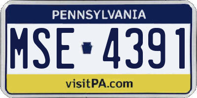PA license plate MSE4391