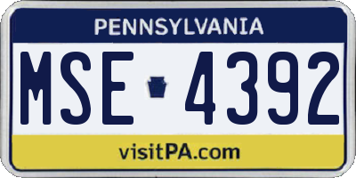 PA license plate MSE4392