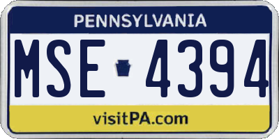 PA license plate MSE4394