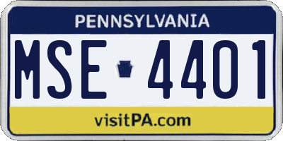 PA license plate MSE4401