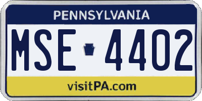 PA license plate MSE4402