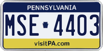 PA license plate MSE4403
