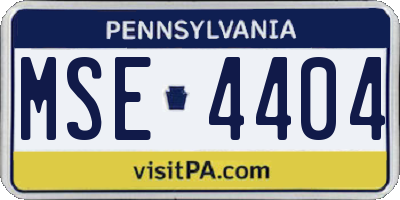 PA license plate MSE4404