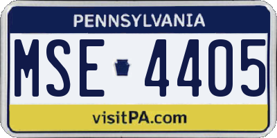 PA license plate MSE4405