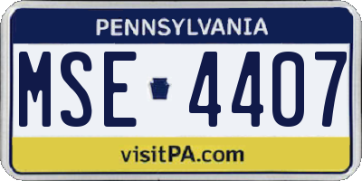 PA license plate MSE4407