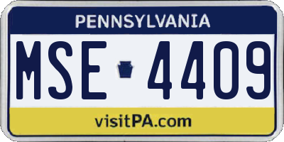 PA license plate MSE4409