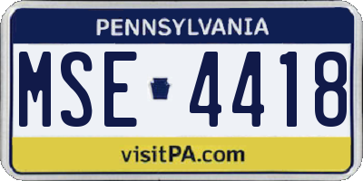 PA license plate MSE4418