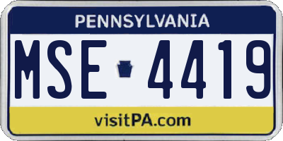 PA license plate MSE4419