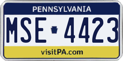 PA license plate MSE4423