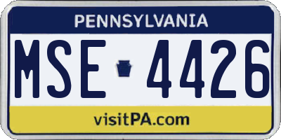 PA license plate MSE4426