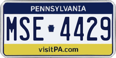 PA license plate MSE4429