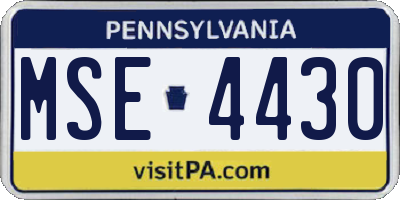 PA license plate MSE4430