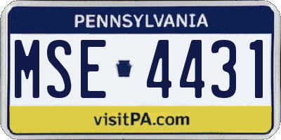 PA license plate MSE4431