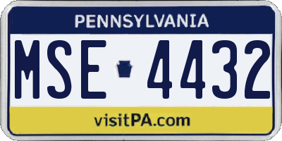 PA license plate MSE4432