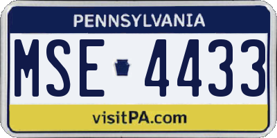 PA license plate MSE4433