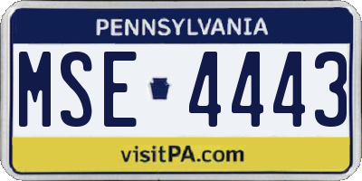 PA license plate MSE4443