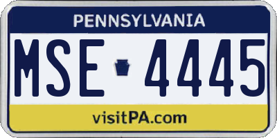 PA license plate MSE4445