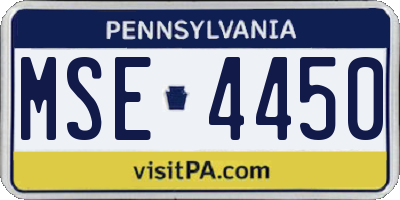 PA license plate MSE4450