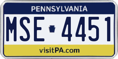 PA license plate MSE4451