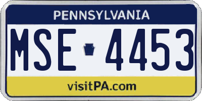 PA license plate MSE4453