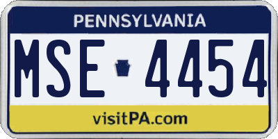 PA license plate MSE4454