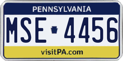 PA license plate MSE4456