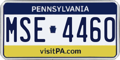 PA license plate MSE4460