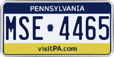 PA license plate MSE4465