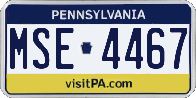 PA license plate MSE4467