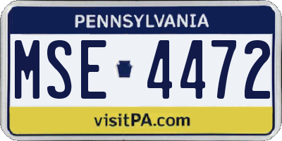 PA license plate MSE4472