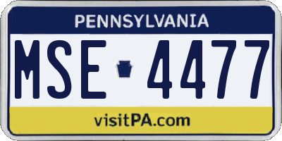 PA license plate MSE4477