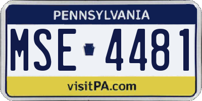 PA license plate MSE4481