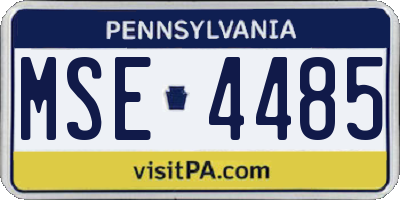PA license plate MSE4485