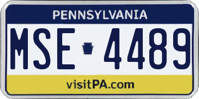 PA license plate MSE4489
