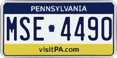 PA license plate MSE4490
