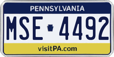 PA license plate MSE4492