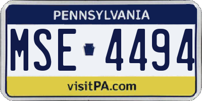 PA license plate MSE4494