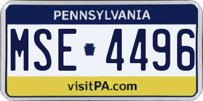 PA license plate MSE4496