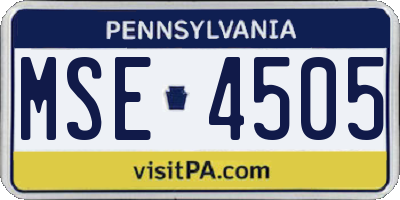 PA license plate MSE4505