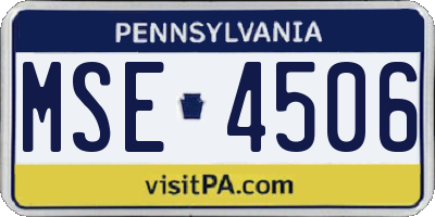 PA license plate MSE4506