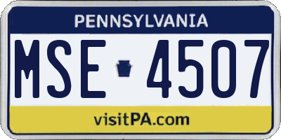PA license plate MSE4507