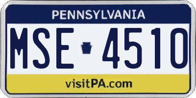 PA license plate MSE4510