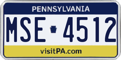 PA license plate MSE4512