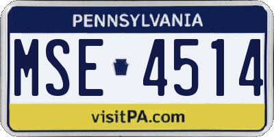 PA license plate MSE4514